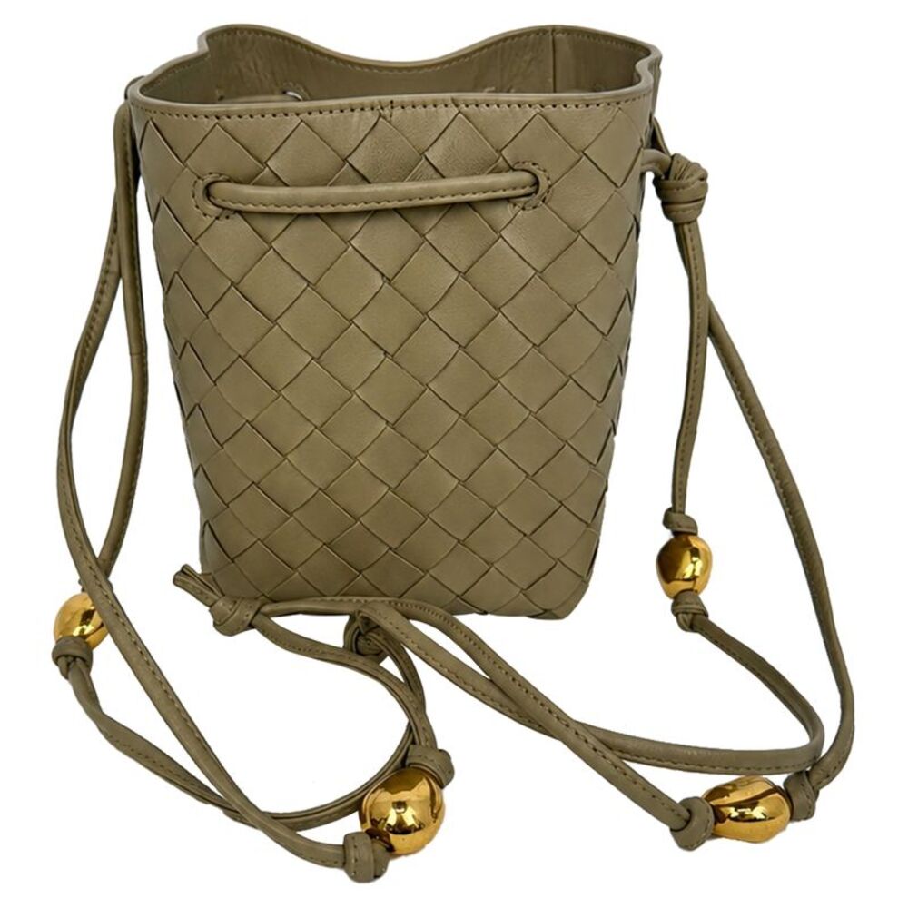 Bottega Veneta Small Intrecciato Bucket Bag in Olive Lamb Leather